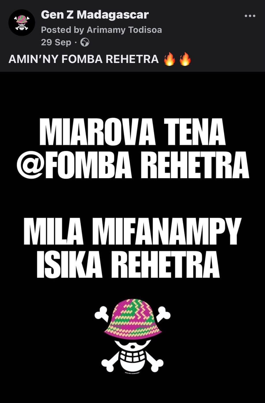 Publication Gen Z Madagascar : Miarova tena @ fomba rehetra. Mila mifanampy isika rehetra.
